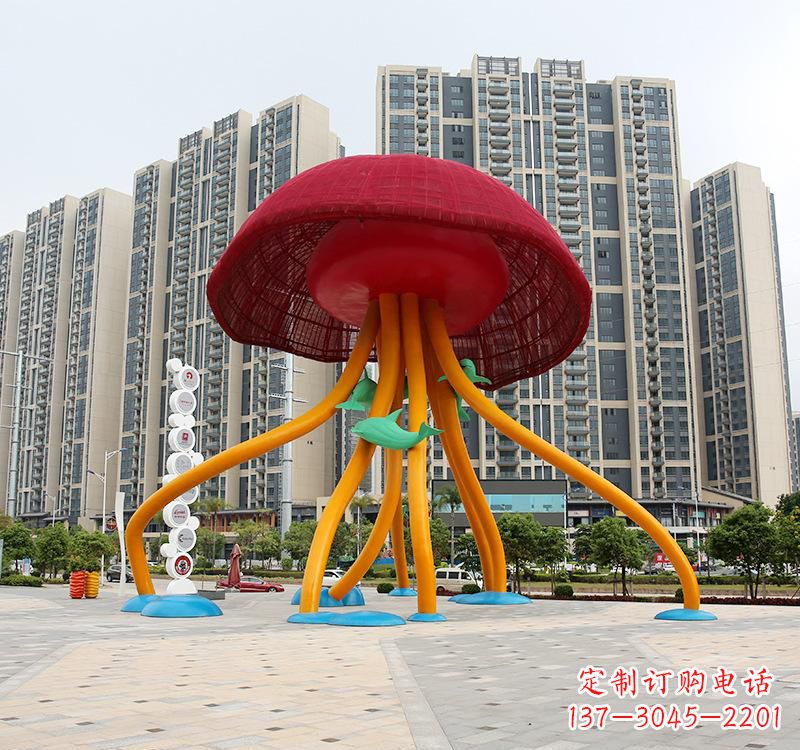 鹤壁不锈钢海洋水母动物雕塑精美绝伦