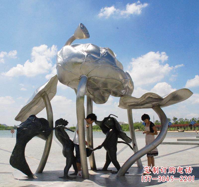 鹤壁荷花之美——不锈钢荷花广场雕塑