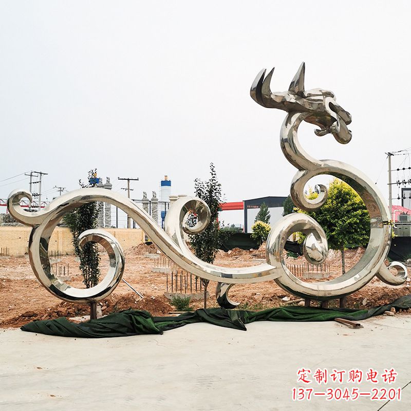 鹤壁不锈钢花边龙形雕塑传承中华文化精髓