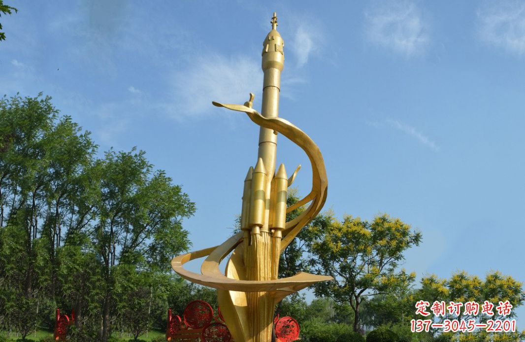 鹤壁火箭飞向蓝天不锈钢火箭广场景观雕塑