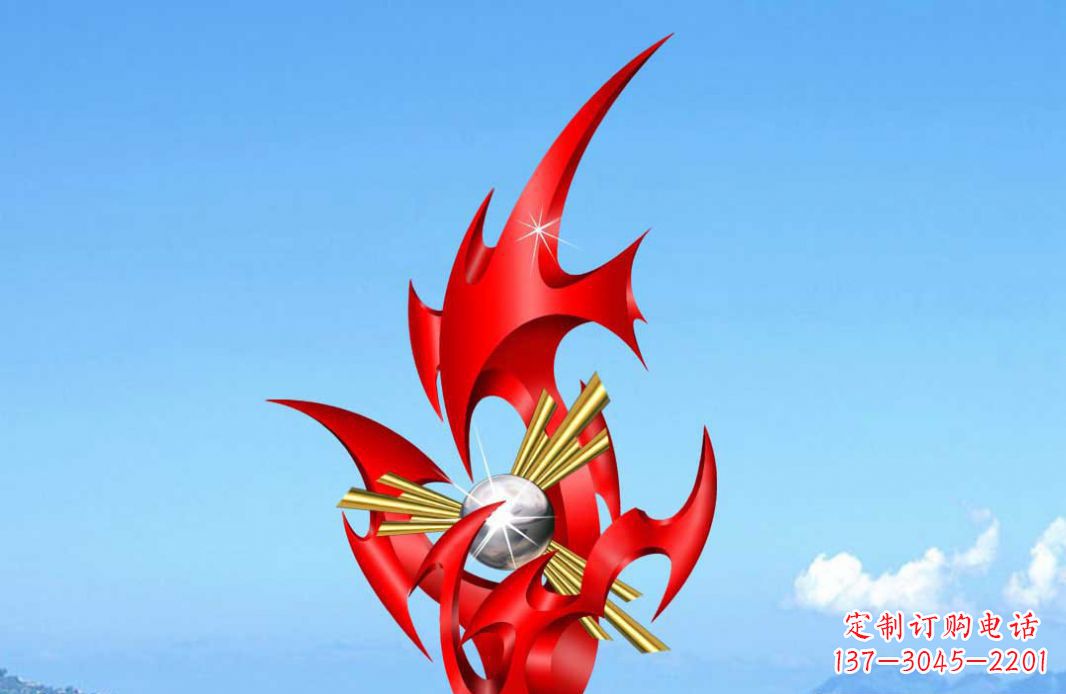 鹤壁不锈钢火苗抽象景观雕塑给城市添彩