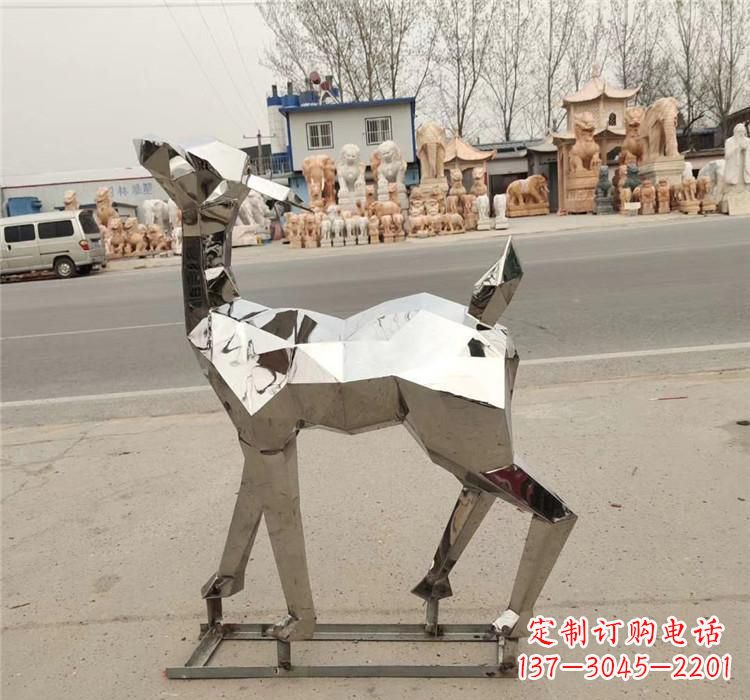 鹤壁不锈钢几何小鹿雕塑精美艺术品