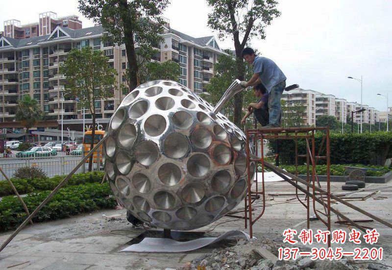 鹤壁不锈钢苹果雕塑