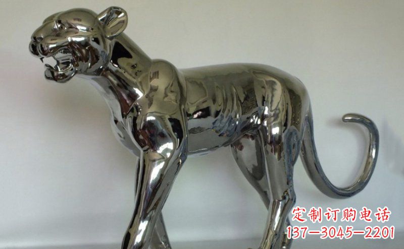 鹤壁不锈钢金钱豹雕塑给人以高贵气质的艺术瑰宝