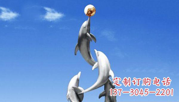 鹤壁不锈钢景观海豚雕塑