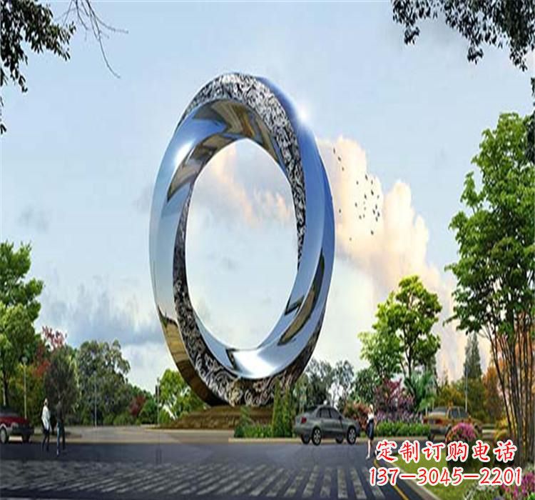 鹤壁不锈钢圆环雕塑美丽的空间装饰