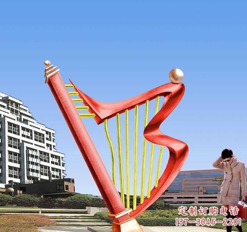 鹤壁不锈钢竖琴雕塑把旋律汇聚成艺术精品