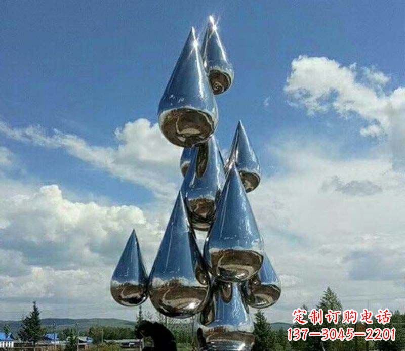 鹤壁不锈钢镜面大型水滴雕塑——艺术精美、精致优雅