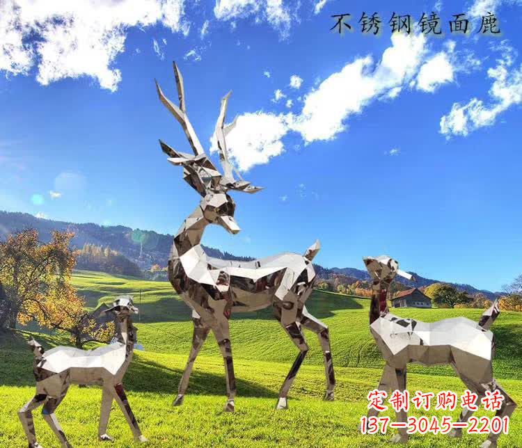 鹤壁不锈钢鹿精美的动物雕塑