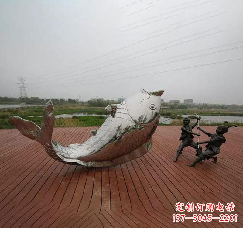 鹤壁不锈钢鲤鱼雕塑传承中国文化
