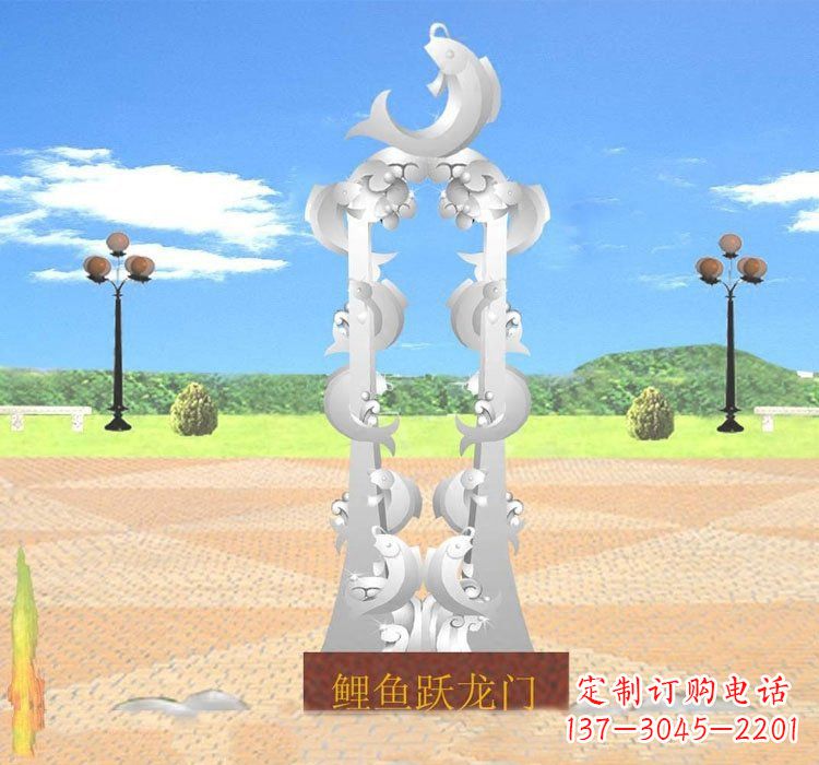 鹤壁不锈钢鲤鱼跃龙门雕塑——传承传统文化的艺术瑰宝