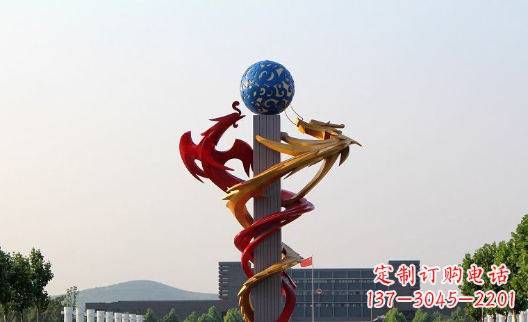 鹤壁龙凤呈祥一对不锈钢雕塑的精彩展示