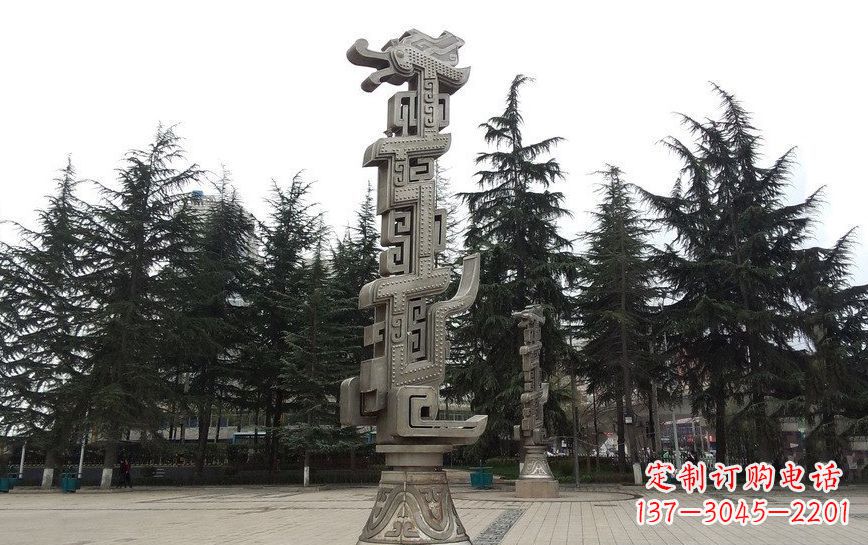 鹤壁不锈钢龙柱雕塑引领公共景观
