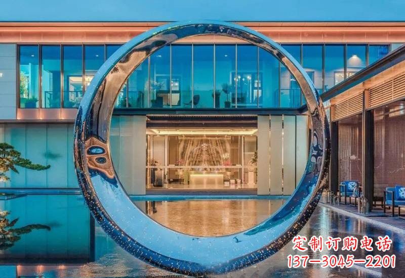鹤壁不锈钢镂空灯光圆环雕塑