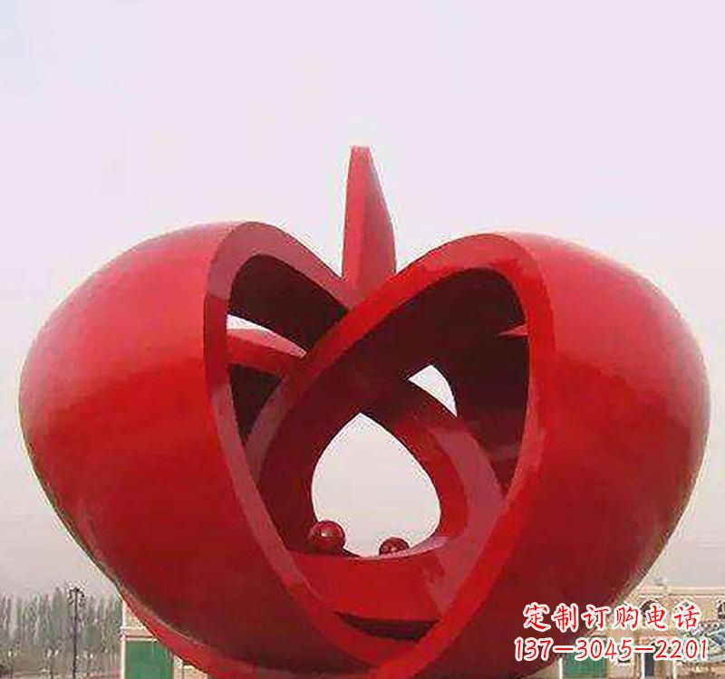 鹤壁不锈钢镂空苹果雕塑精致美观的艺术品