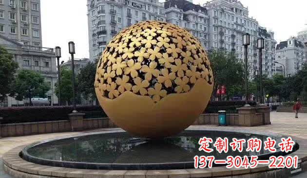 鹤壁不锈钢镂空球喷泉雕塑——精致美观