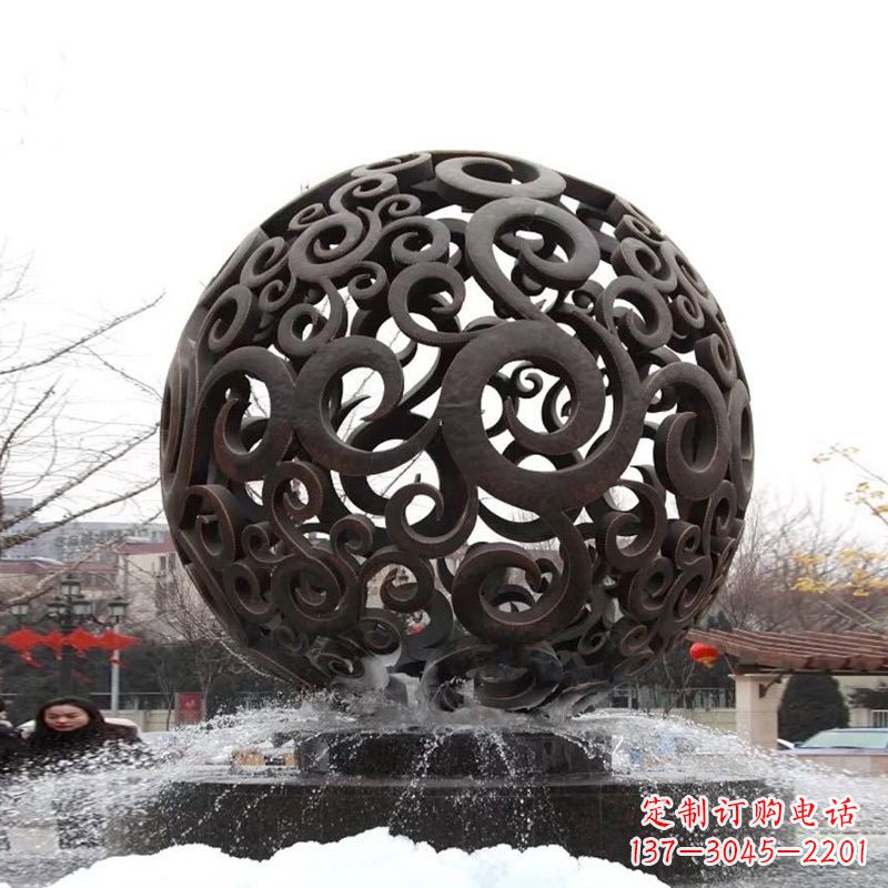 鹤壁不锈钢镂空球水景喷泉雕塑