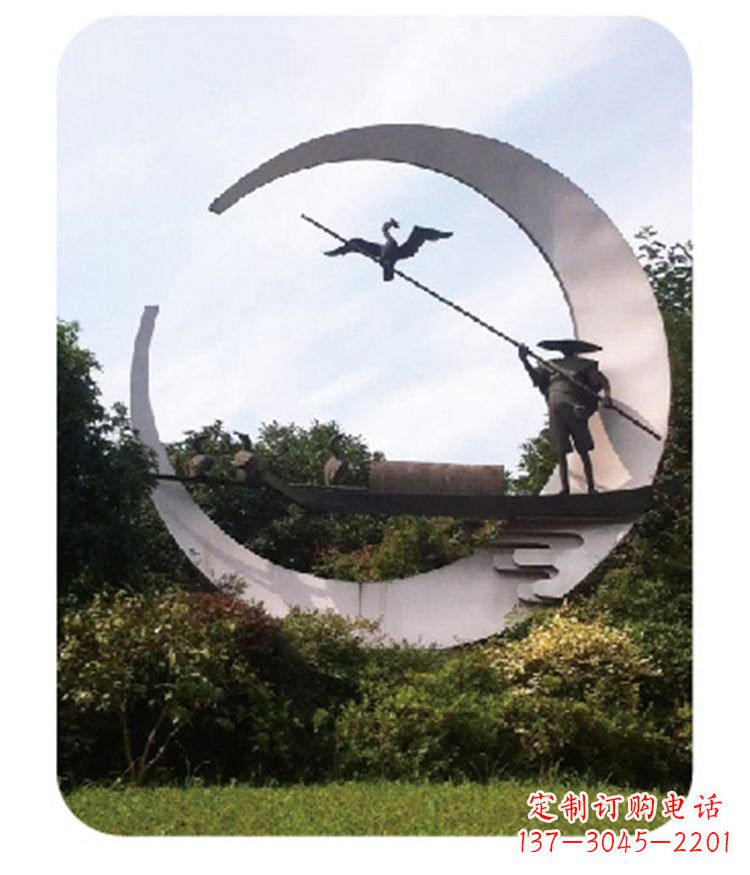 鹤壁不锈钢鸬鹚雕塑