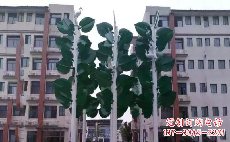 鹤壁浓郁绿意,不锈钢树叶雕塑