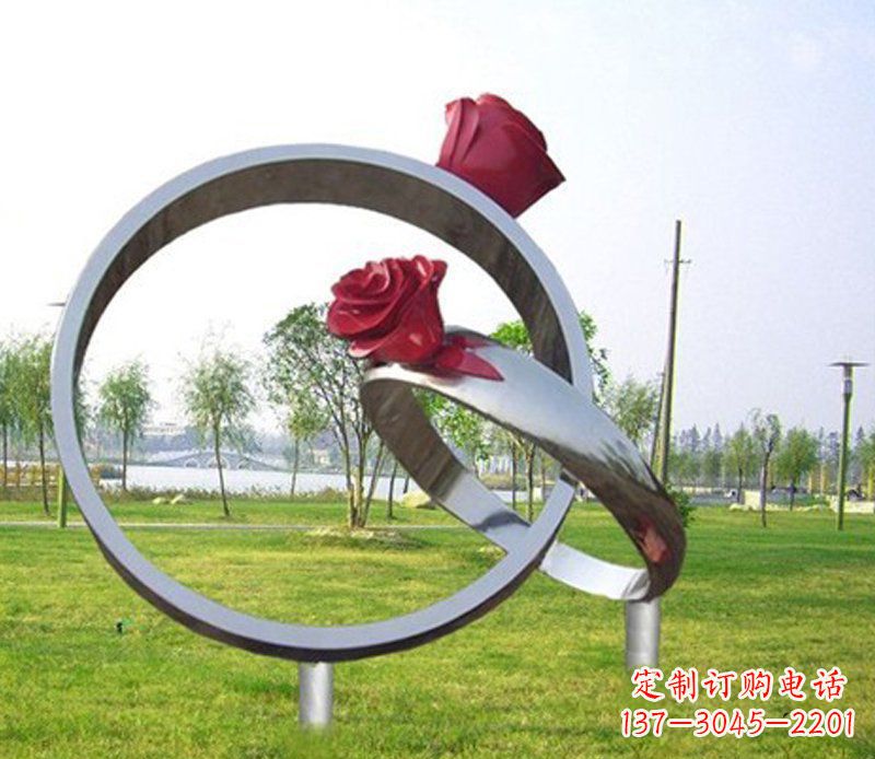 鹤壁不锈钢玫瑰戒指雕塑