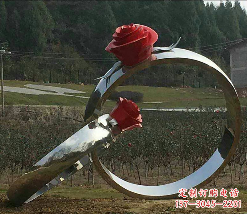 鹤壁不锈钢玫瑰雕塑精美的艺术珍品