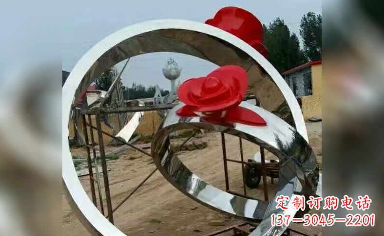 鹤壁不锈钢玫瑰花戒指雕塑