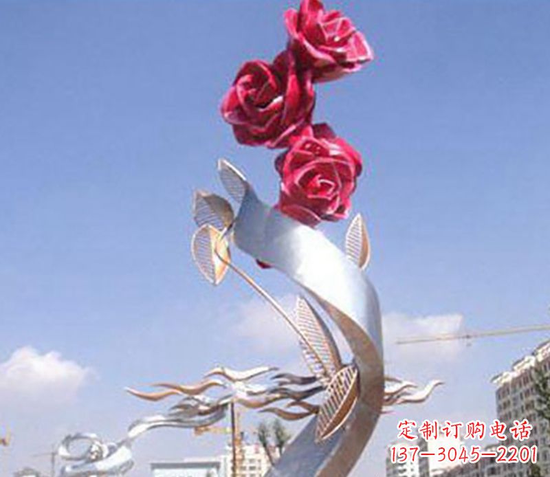 鹤壁不锈钢玫瑰雕塑精美的艺术品