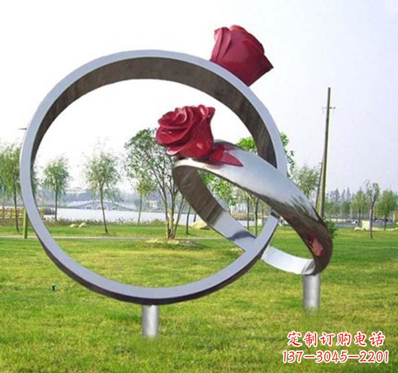 鹤壁精美不锈钢玫瑰戒指雕塑
