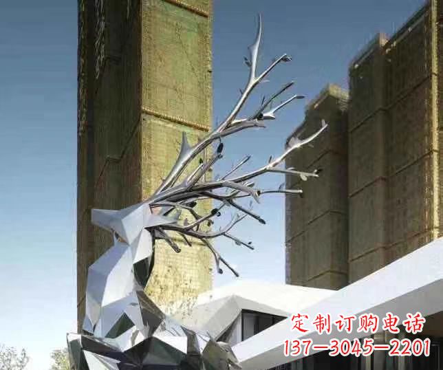 鹤壁梅花鹿雕塑美丽的景观和动物雕塑