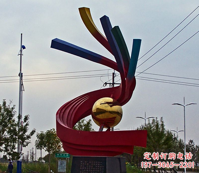 鹤壁不锈钢飘带雕塑艺术与自然的完美结合