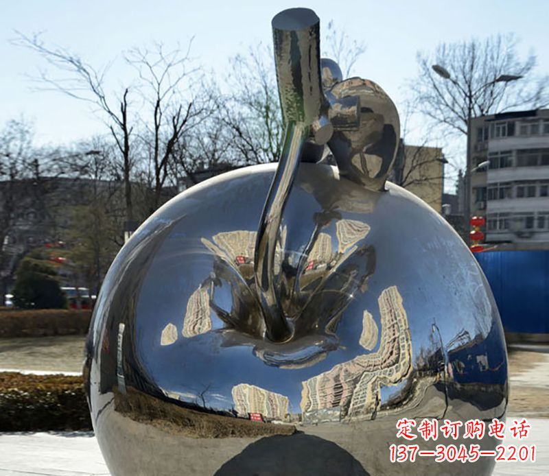 鹤壁不锈钢苹果镜面雕塑精美绝伦