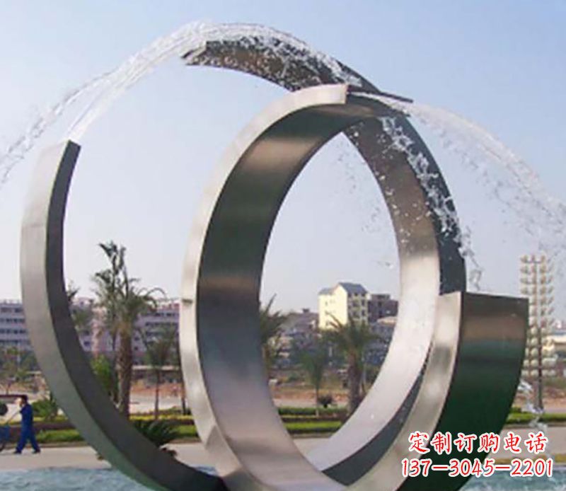 鹤壁不锈钢情侣戒指雕塑象征爱情的永恒之物