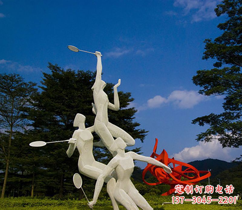 鹤壁不锈钢羽毛球雕塑精美线条展现体育热情