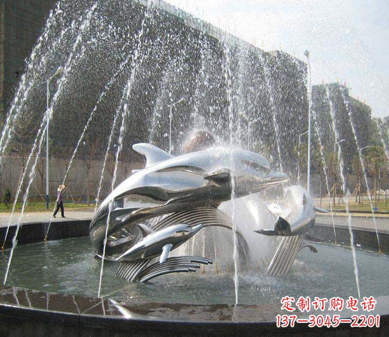 鹤壁不锈钢商场大型景观鱼喷泉展现雕塑之美