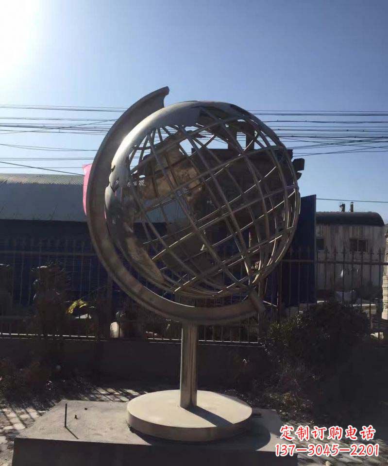 鹤壁不锈钢地球仪雕塑精美装饰室内空间