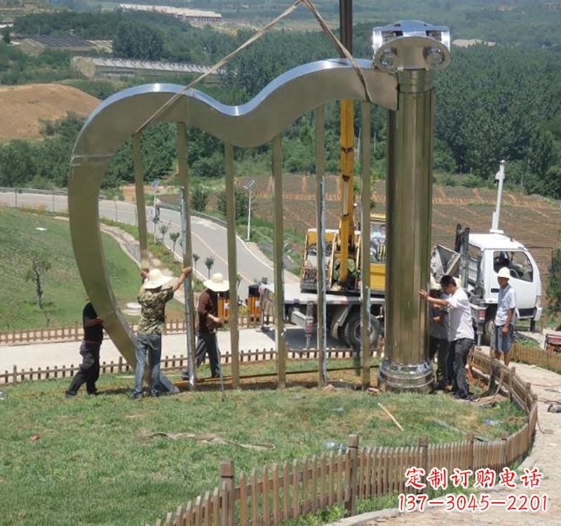 鹤壁音乐美学不锈钢竖琴雕塑