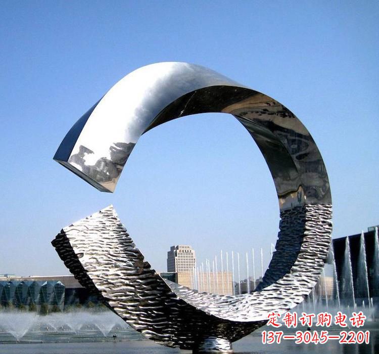 鹤壁不锈钢水景圆环雕塑艺术与美的结合