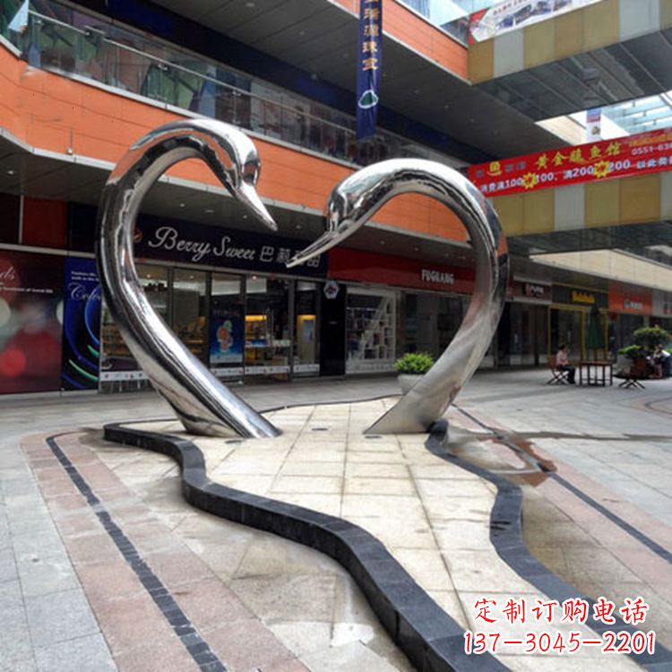 鹤壁不锈钢天鹅爱情雕塑把浪漫永恒的爱情永久凝固