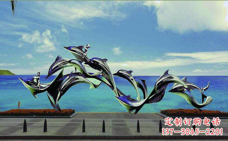 鹤壁不锈钢海豚广场雕塑——精致而又活泼