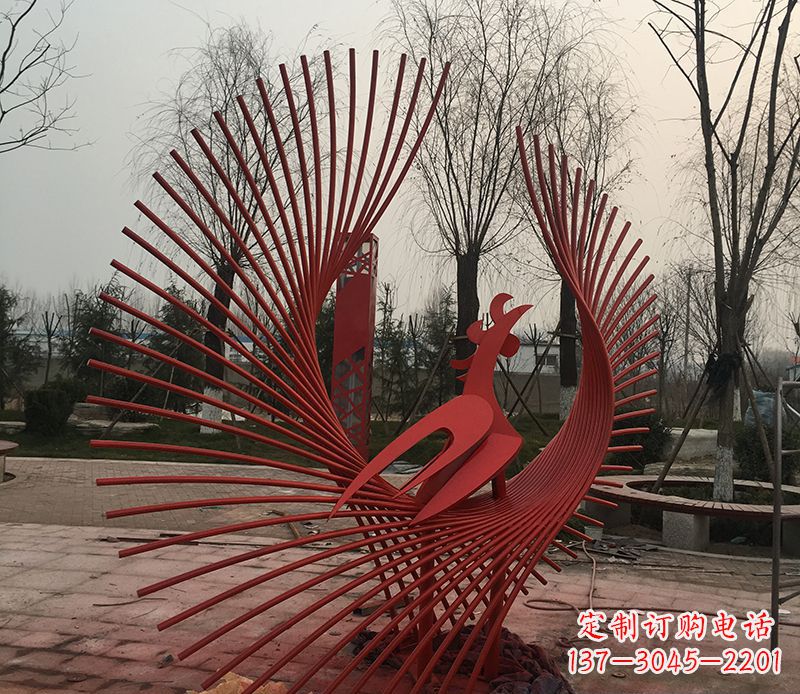 鹤壁不锈钢网状凤凰雕塑精美的艺术之作