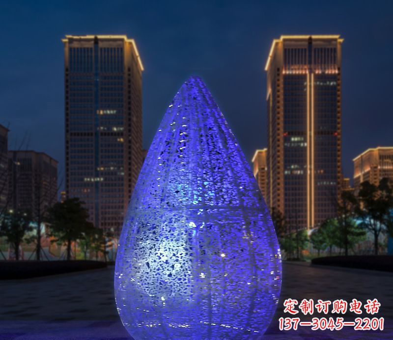 鹤壁不锈钢小区照明美轮美奂的水滴雕塑