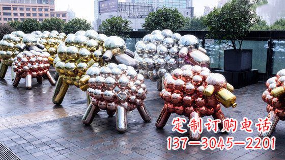 鹤壁不锈钢小羊肖恩抽象动物雕塑