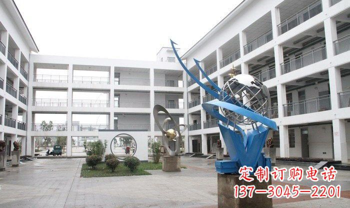 鹤壁不锈钢地球雕塑缔造美丽的校园
