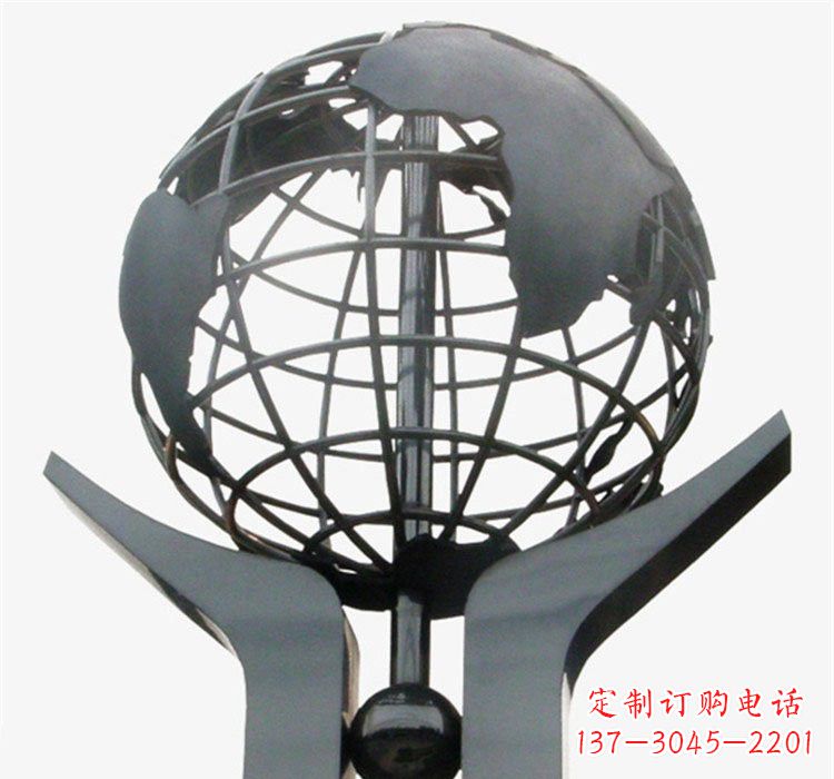 鹤壁象征地球一体的不锈钢校园手托地球雕塑