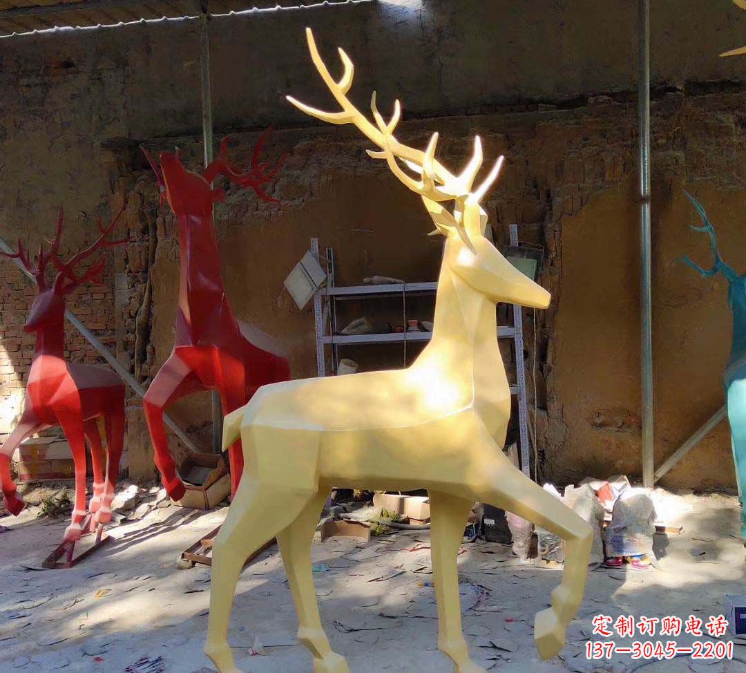 鹤壁新款仿真不锈钢小鹿雕塑