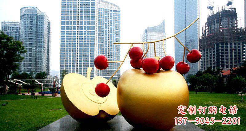 鹤壁不锈钢苹果雕塑,添彩公园景观