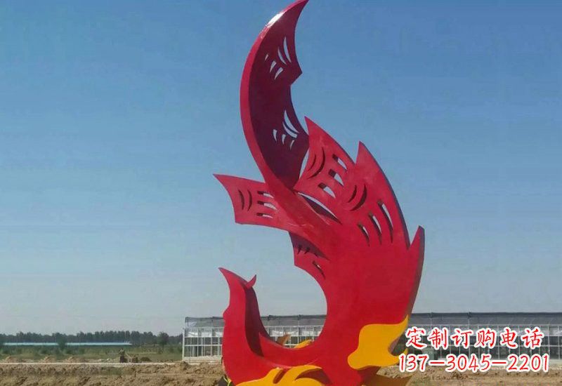鹤壁凤凰雕塑传承不锈钢园林艺术