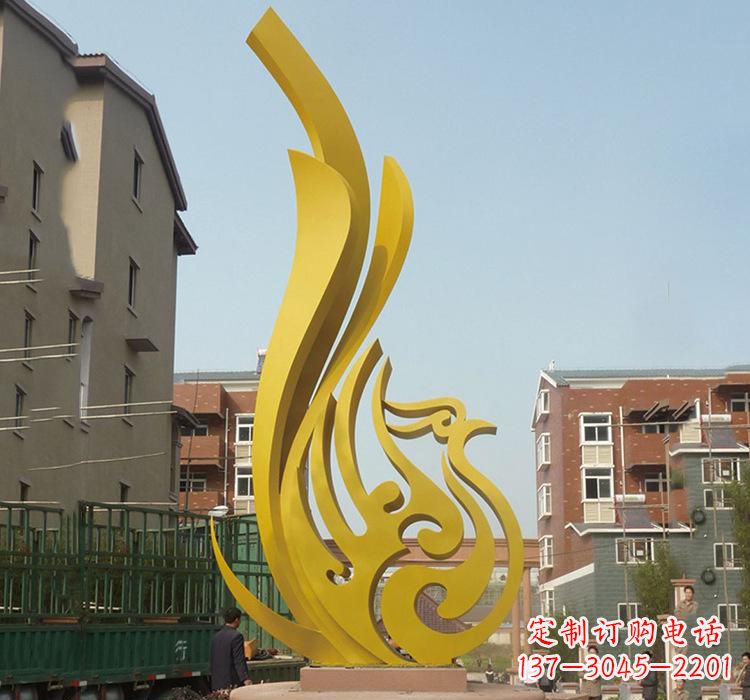 鹤壁静谧的凤凰不锈钢园林雕塑