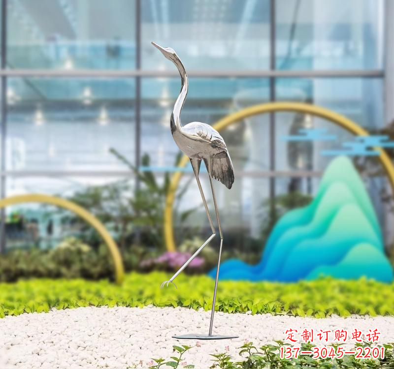 鹤壁不锈钢展翅仙鹤雕塑