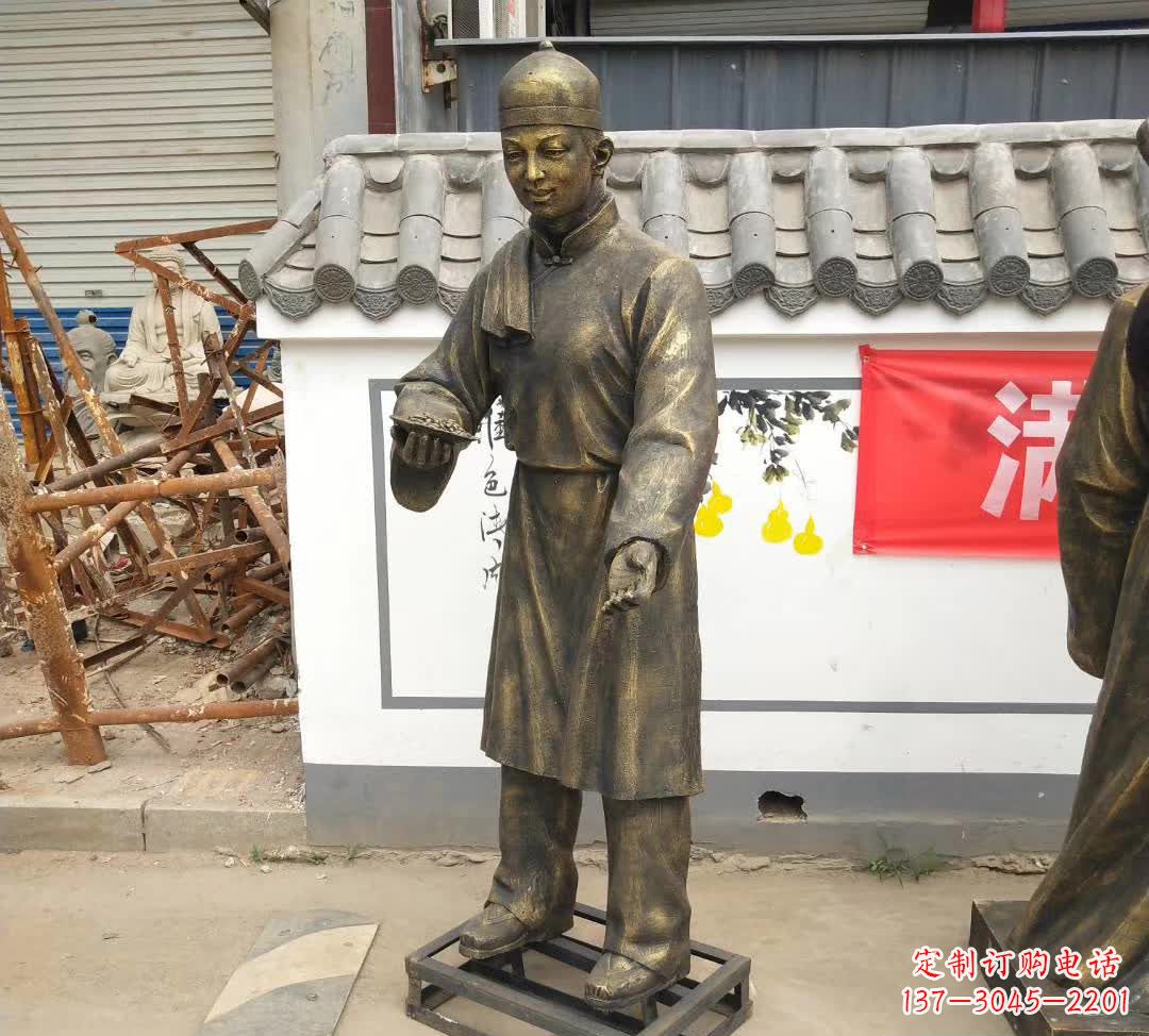 鹤壁传承百年店小二铜雕